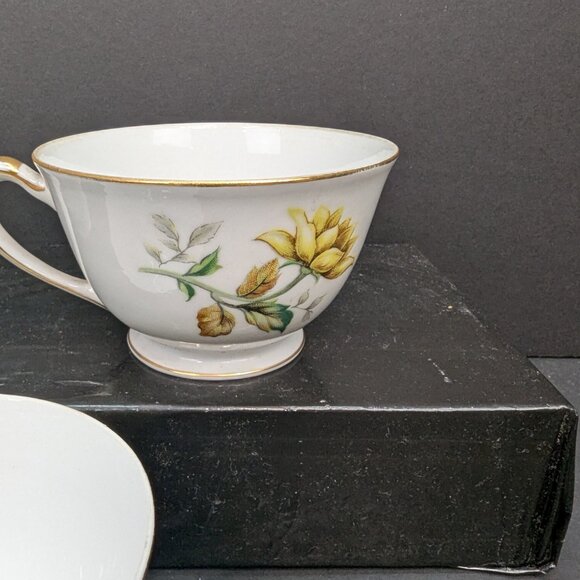 Citadel China Dorset Porcelain Floral Yellow Rose Pattern Footed Teacup Set of 3 - Picture 6 of 10